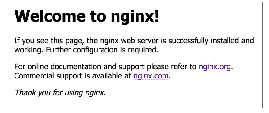 Screen welcome to Nginx